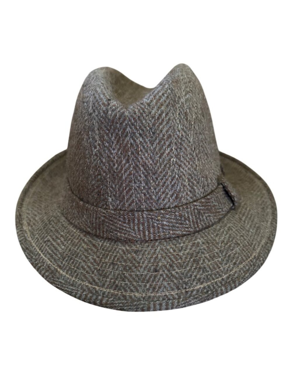 Stetson Equalizer Fedora Hat Brown Herringbone Wool Medium Men's